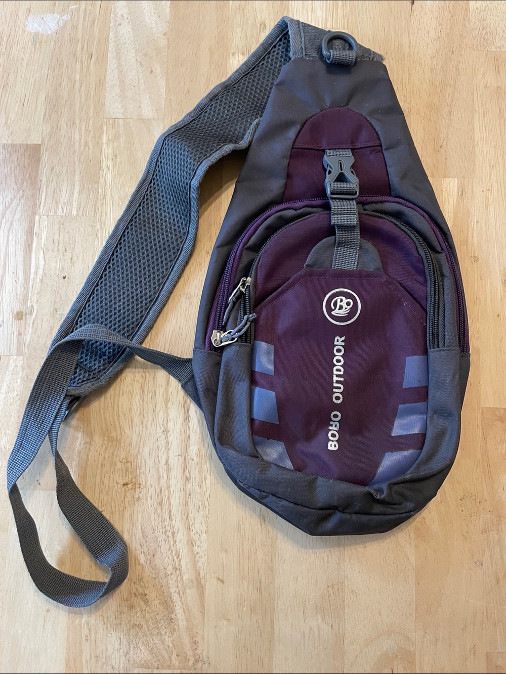 Women’s Burgundy and Gray Crossbody Sling Bag